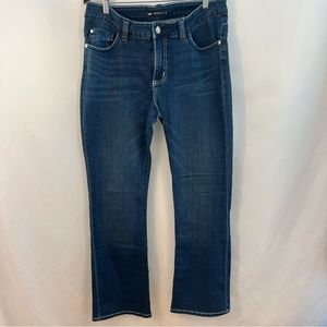 Lee Women's Size 12 Medium Jeans Relaxed Fit Mid Rise Denim Blue Dark Wash Bling